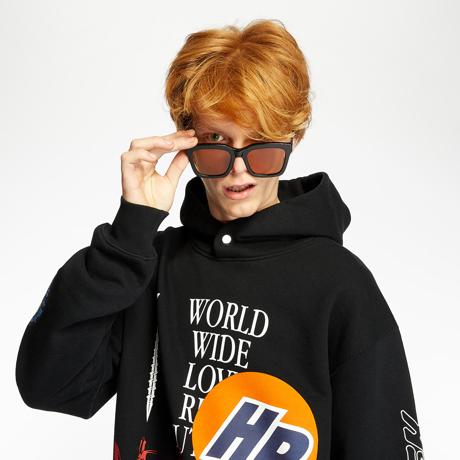 Hoodies and sweatshirts  HERON PRESTON Plain Collage Hoodie Black