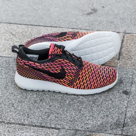 Nike Wmns Roshe One Flyknit Anthracite Black Vivid Purple Hyper Orange