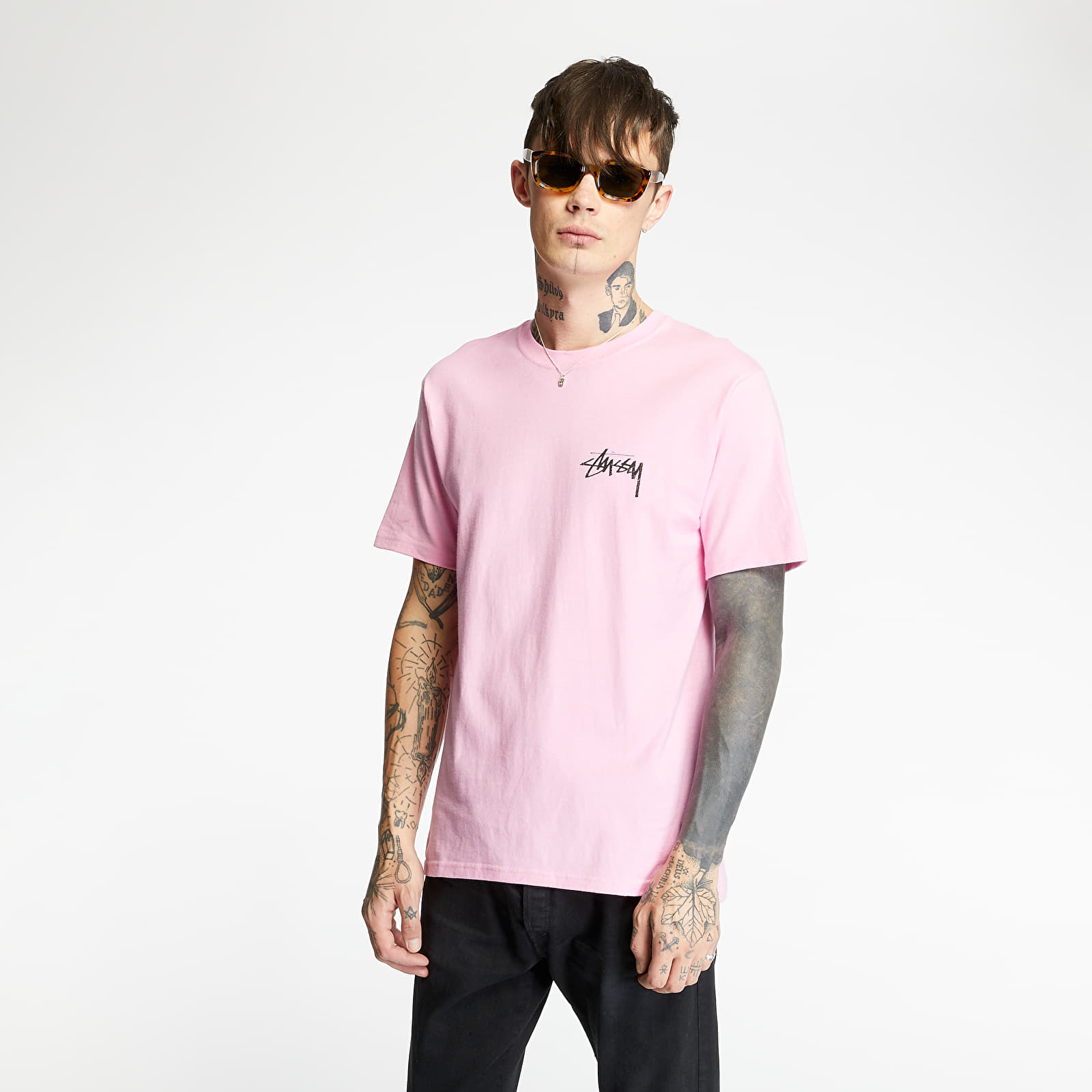 Pink stussy t sales shirt
