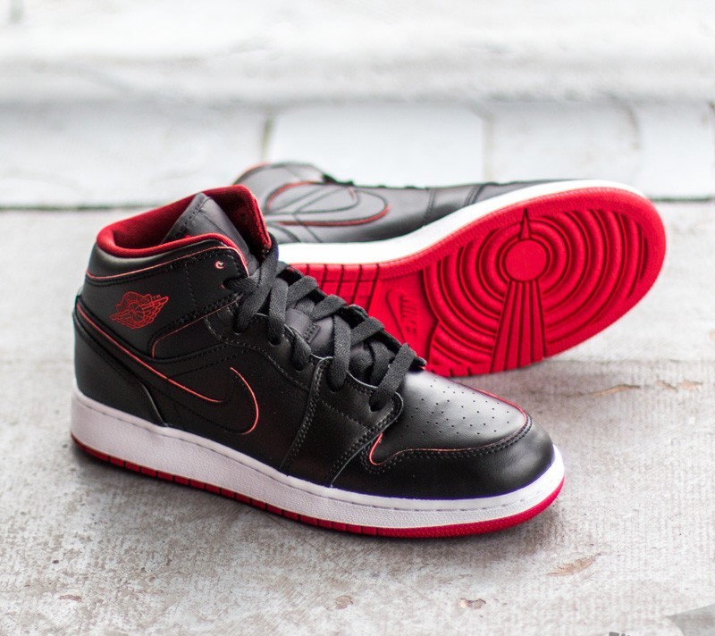 Dámské tenisky a boty Air Jordan 1 Mid (BG) Black/ Black-White-Gym Red