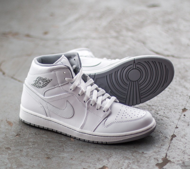 Men's shoes Air Jordan 1 Mid White/ White- Wolf Grey