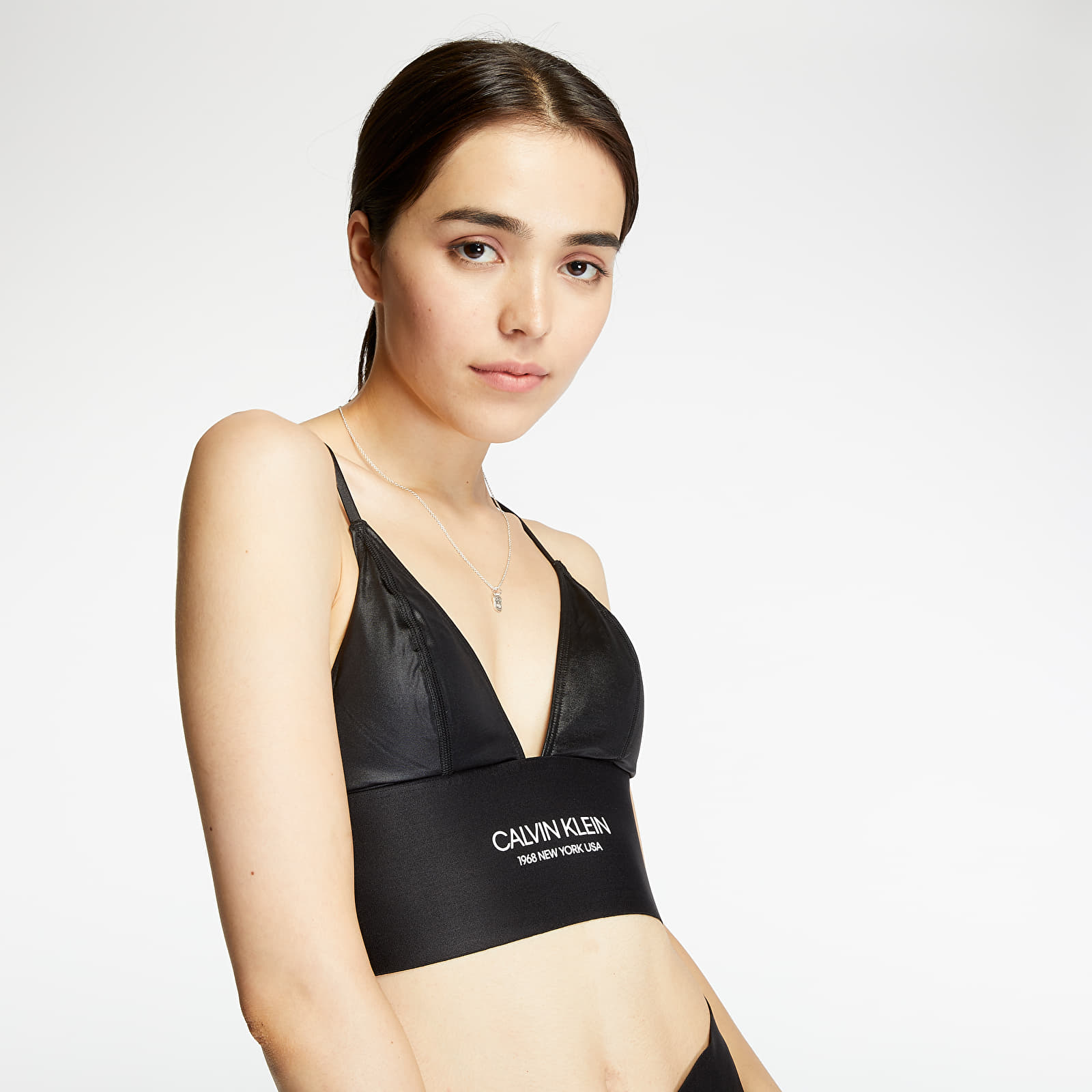 Costume da bagno Calvin Klein Longline Triangle Swim Bra Black