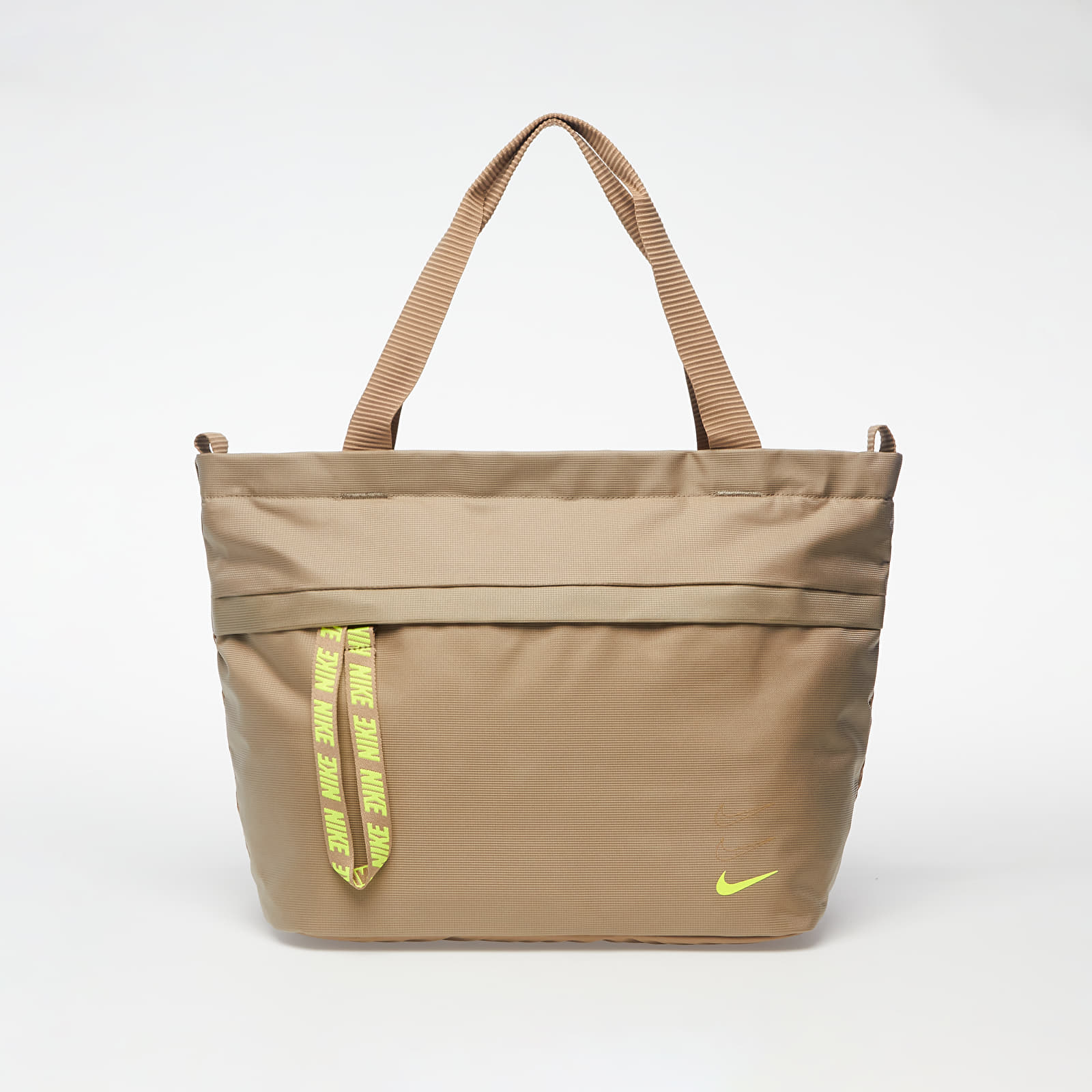 Tašky cez rameno Nike Sportswear Essentials Tote Bag Khaki/ Khaki/ Lemon Venom