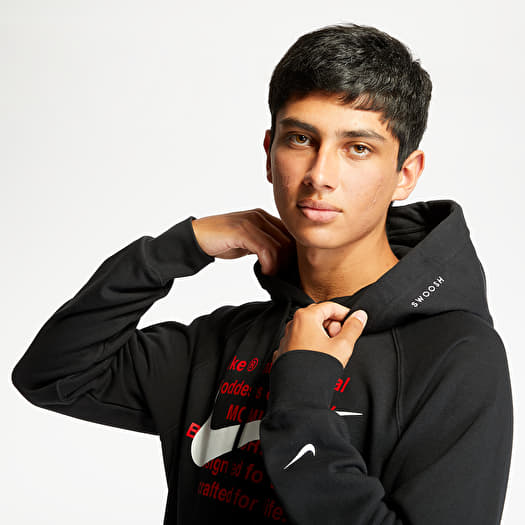 nike black hoodie with red writing