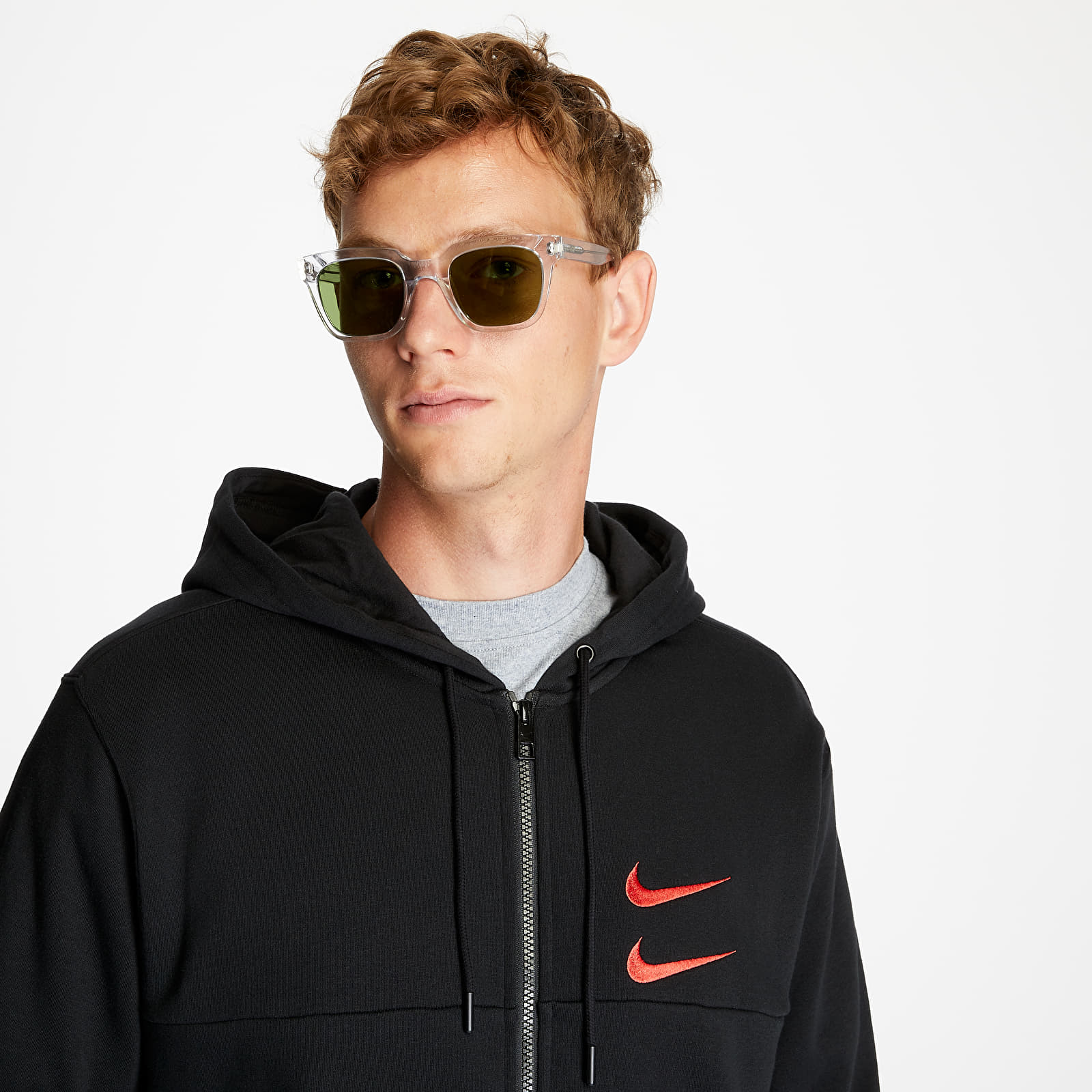 Sudaderas Nike Sportswear Full Zip Hoodie Black/ Ember Glow