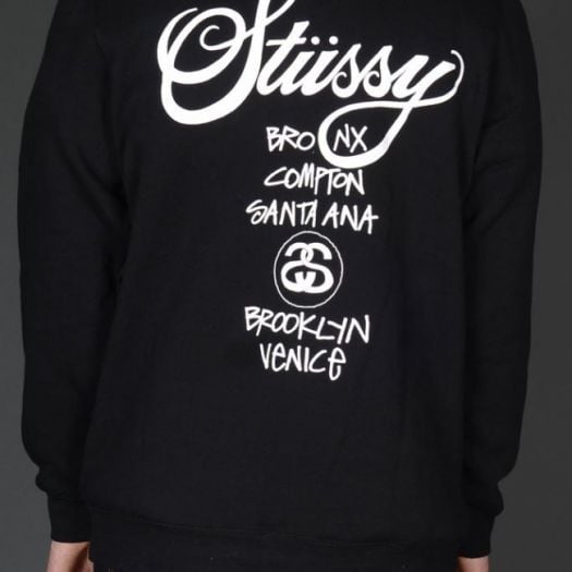 Stussy World Tour Crew Black Footshop
