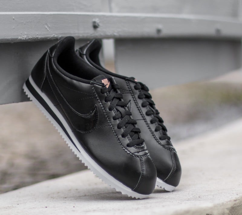 Black leather cortez best sale