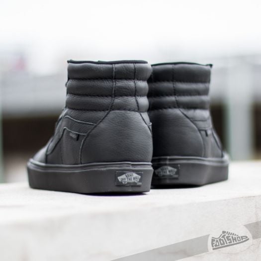 Men s shoes Vans Sk8 Hi Lite Leather Black Black Footshop