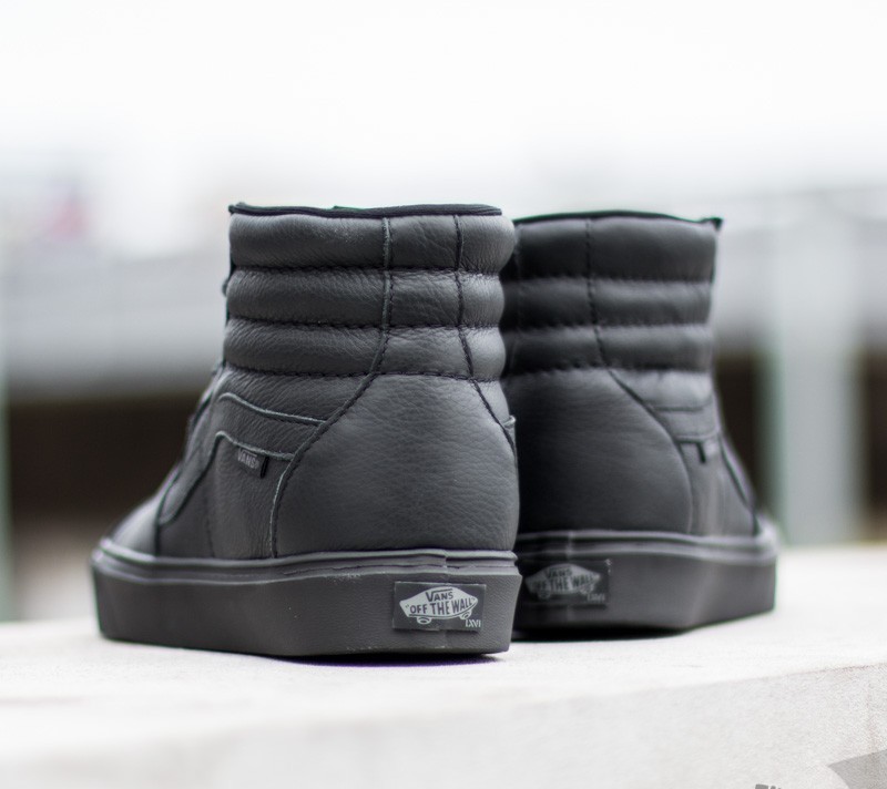 Men s shoes Vans Sk8 Hi Lite Leather Black Black Footshop