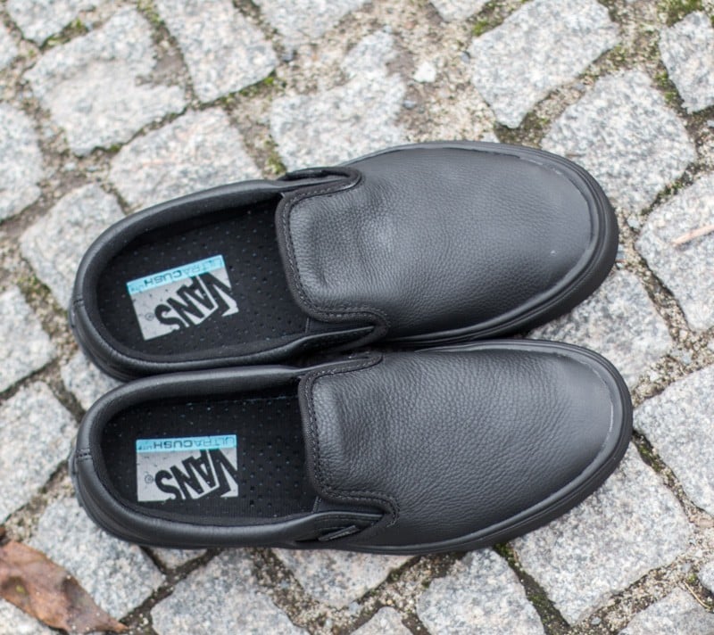 Herren Sneaker und Schuhe Vans Slip-On Lite Leather Black/ Black