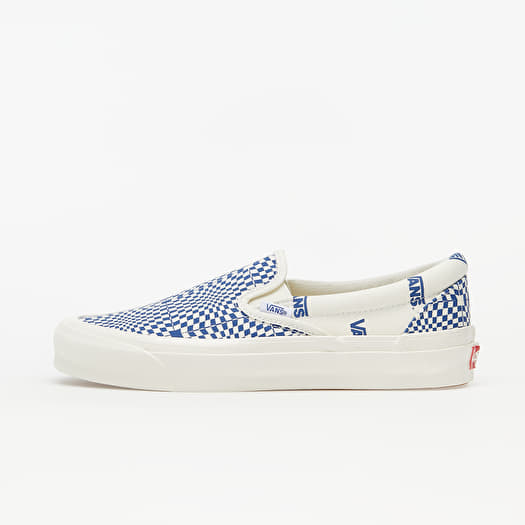 Vans checkered blue slip hot sale on