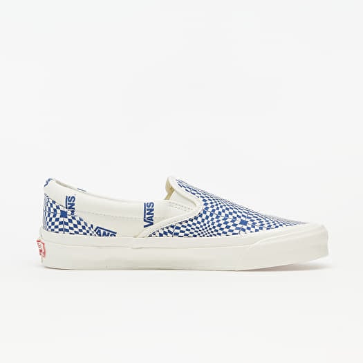 Men s shoes Vans Vault OG Classic Slip On Canvas Optical Checkerboard Blue Marshmallow Footshop