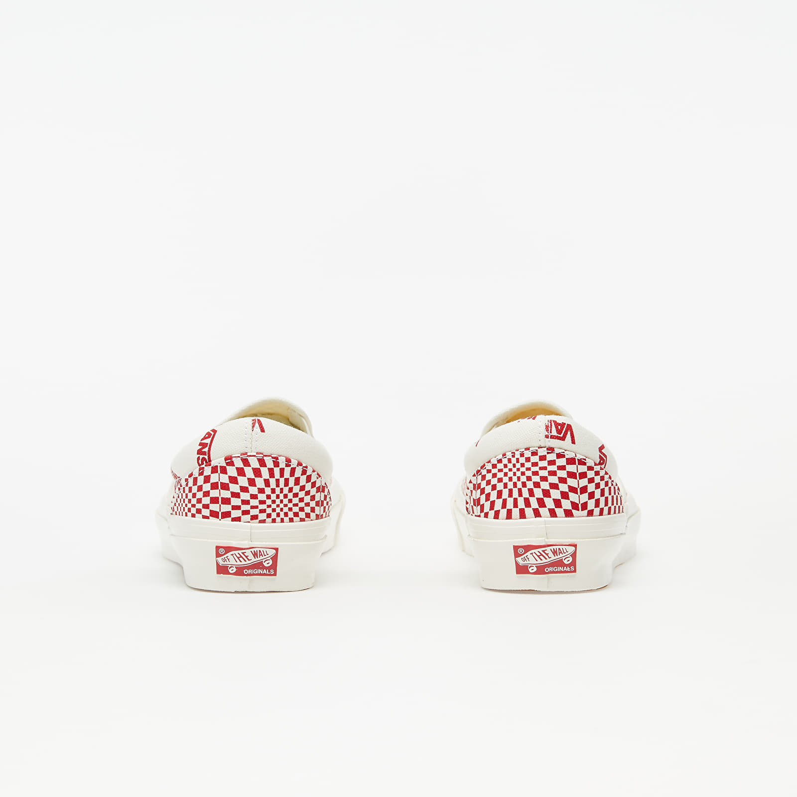 Men s shoes Vans Vault OG Classic Slip On Canvas Optical Checkerboard Red Marshmallow Footshop