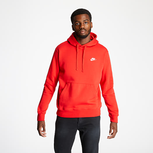 Nike Club Sportswear Fleece Hoodie Red White 