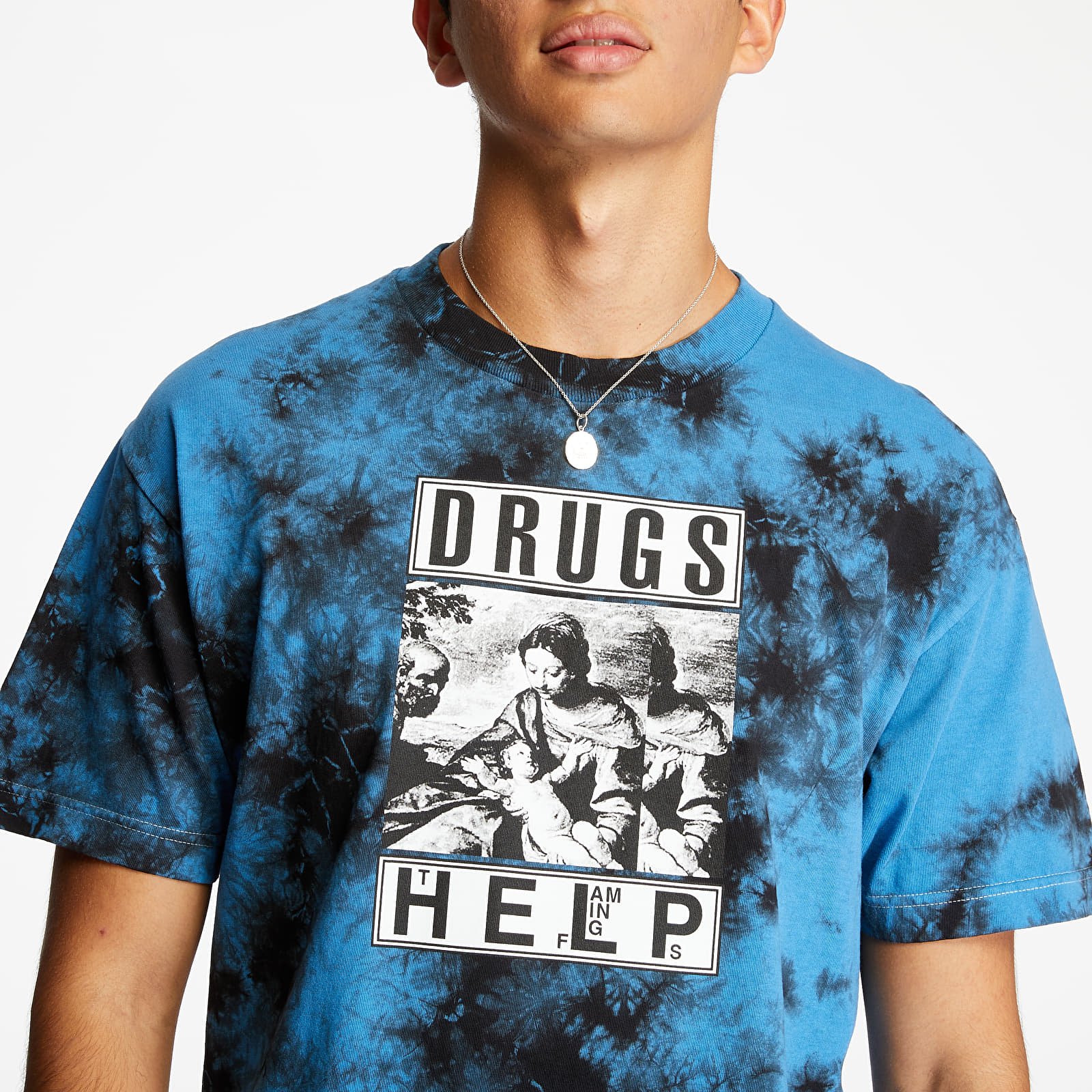 Marškinėliai PLEASURES Drugs Help Tee Blue/ Black