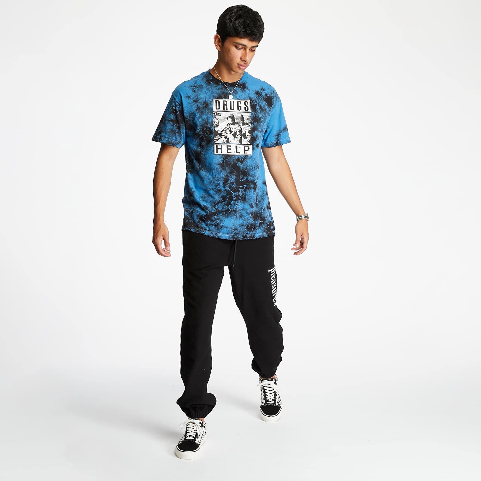 Marškinėliai PLEASURES Drugs Help Tee Blue/ Black