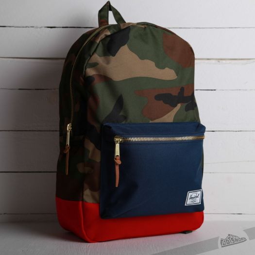 herschel backpack camo blue red Herschel Supply Co. Settlement Backpack Woodland Camo/Navy/Red