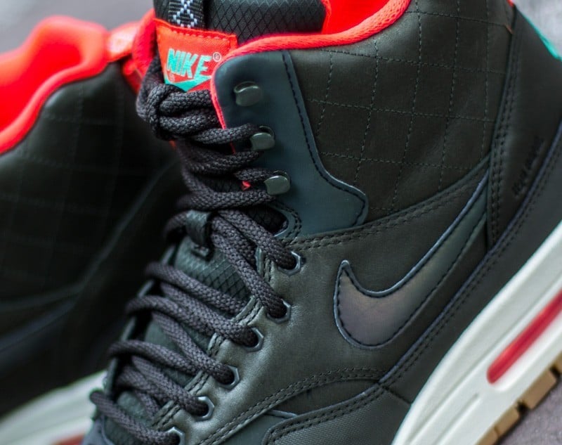 Sapatos de mulher Nike W Air Max 1 Mid SneakerBoot Reflect Sequoia/ Black- Bright Crimson- Mint