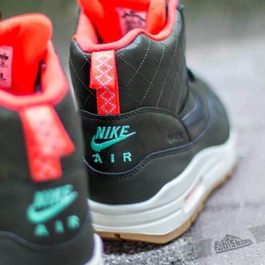 Nike W Air Max 1 Mid SneakerBoot Reflect Sequoia Black Bright Crimson Mint