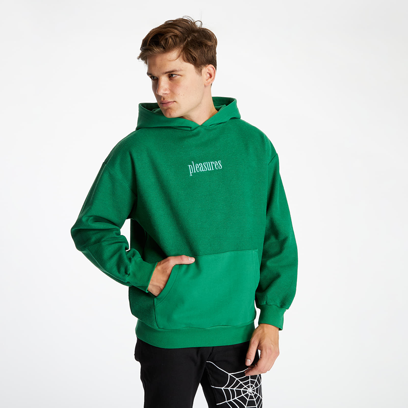 Hoodies and sweatshirts PLEASURES Logic Reverse Terry Hoodie Green