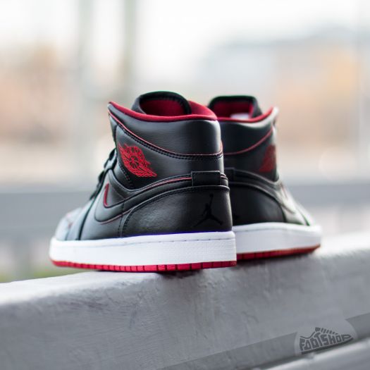 Air Jordan 1 Mid Black Black White Gym Red