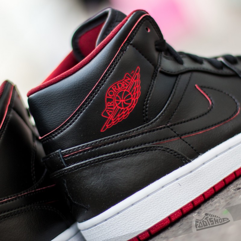 Air Jordan 1 Mid Black/ Black-White-Gym Red | Footshop