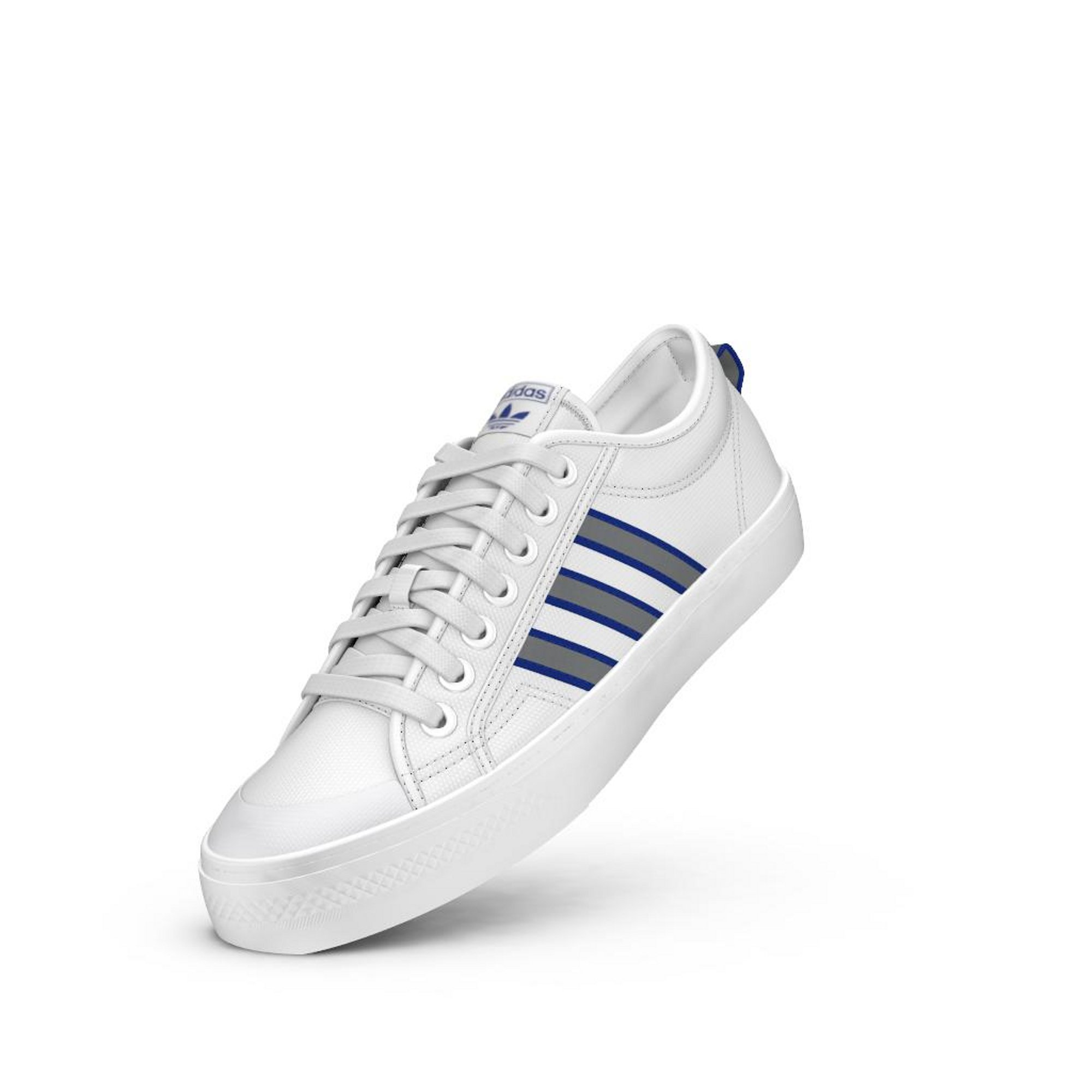 Adidas originals nizza canvas store sneakers in white and blue