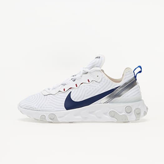 Men s shoes Nike React Element 55 White Midnight Navy Bright Blue