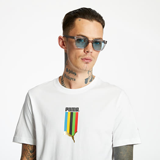 White and gold puma t shirt best sale