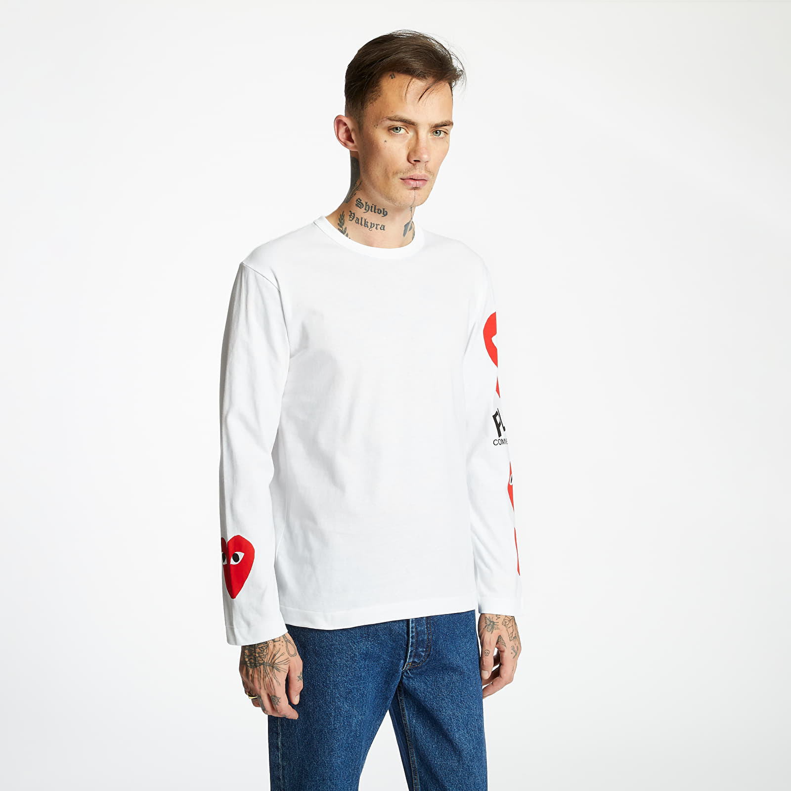 T-Shirts Comme des Garçons PLAY Longsleeve Tee White/ Red