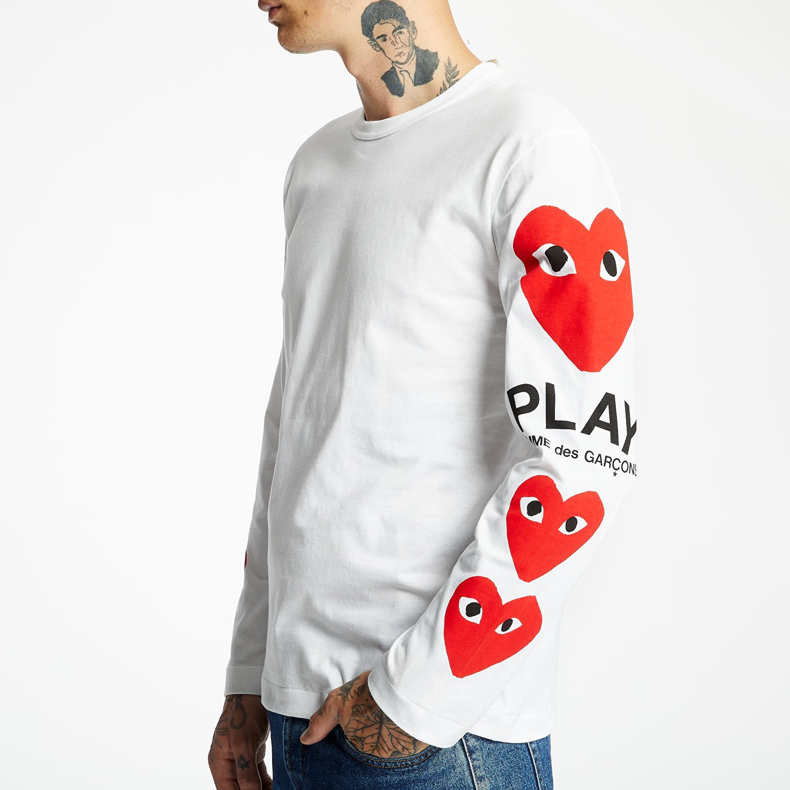 T-Shirts Comme des Garçons PLAY Longsleeve Tee White/ Red