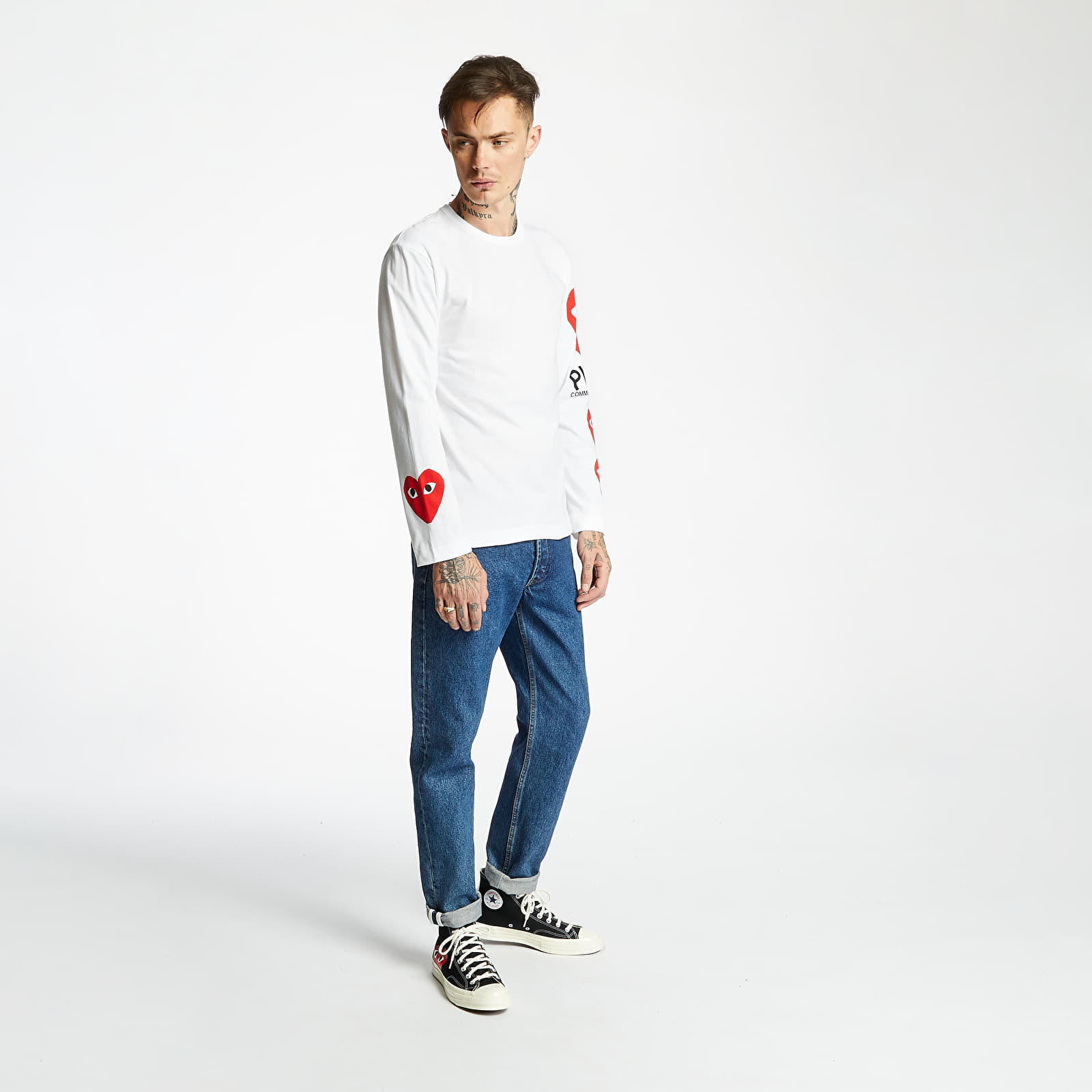 T-Shirts Comme des Garçons PLAY Longsleeve Tee White/ Red