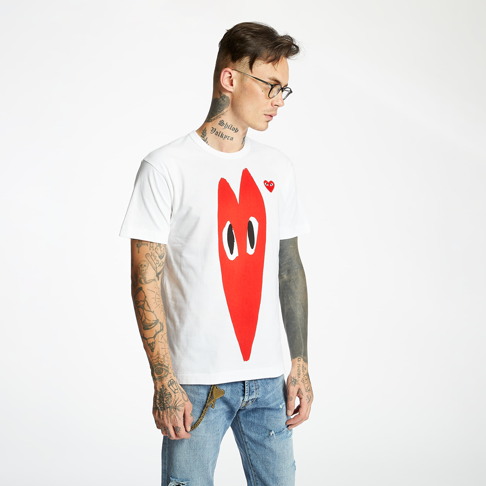 T-shirts Comme des Garçons PLAY Tee White/ Red