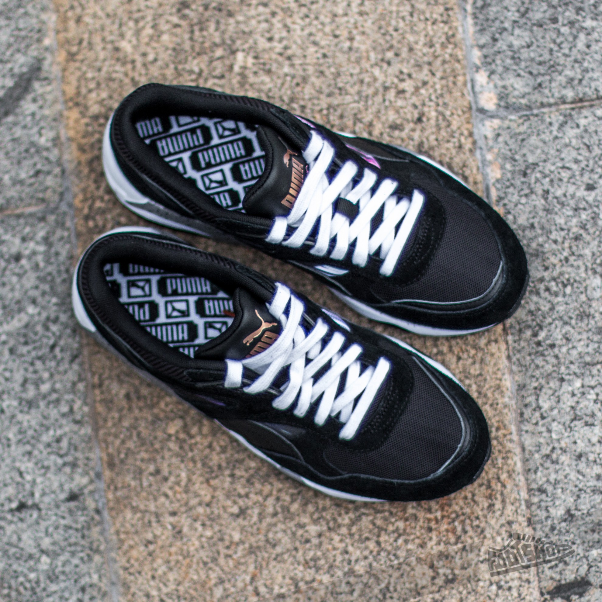 Women s shoes Puma R698 Fast Graphic Women Black White Coral Cloud Pink Footshop