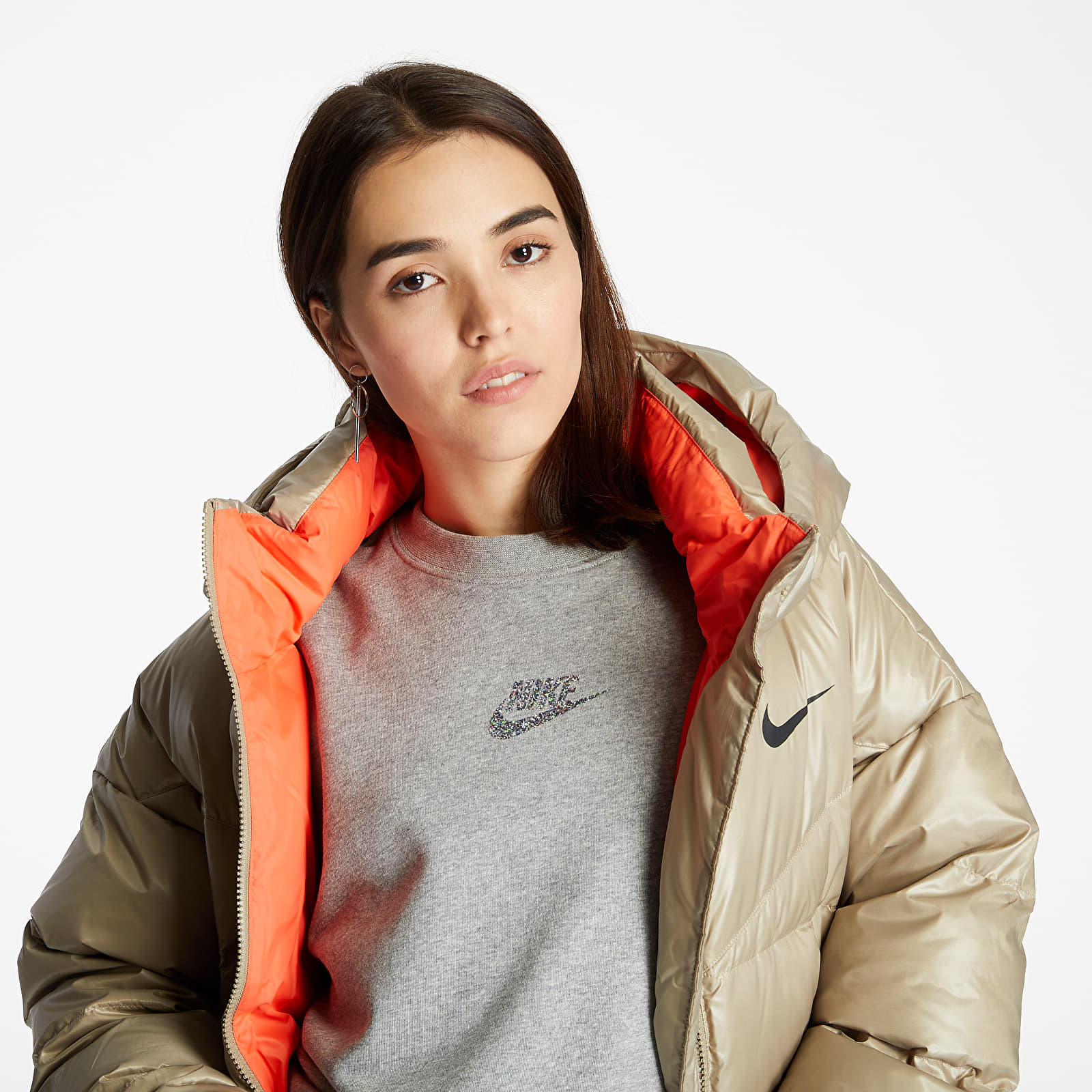 Geci Nike Sportswear Down Parka Mystic Stone/ Bright Crimson/ Black