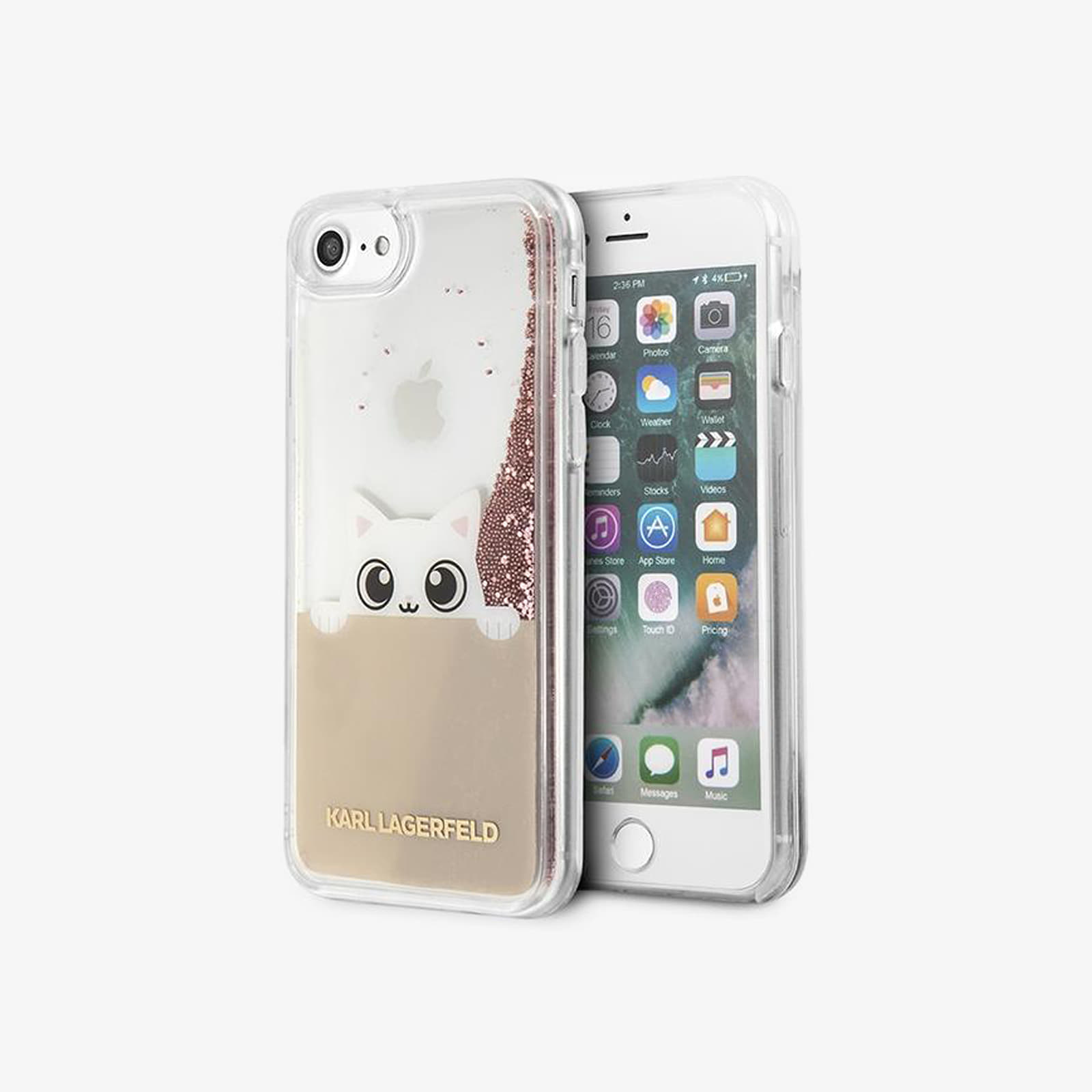 Doplnky Karl Lagerfeld Peek And Boo Glitter iPhone 7/8/SE(2020) Case Gold