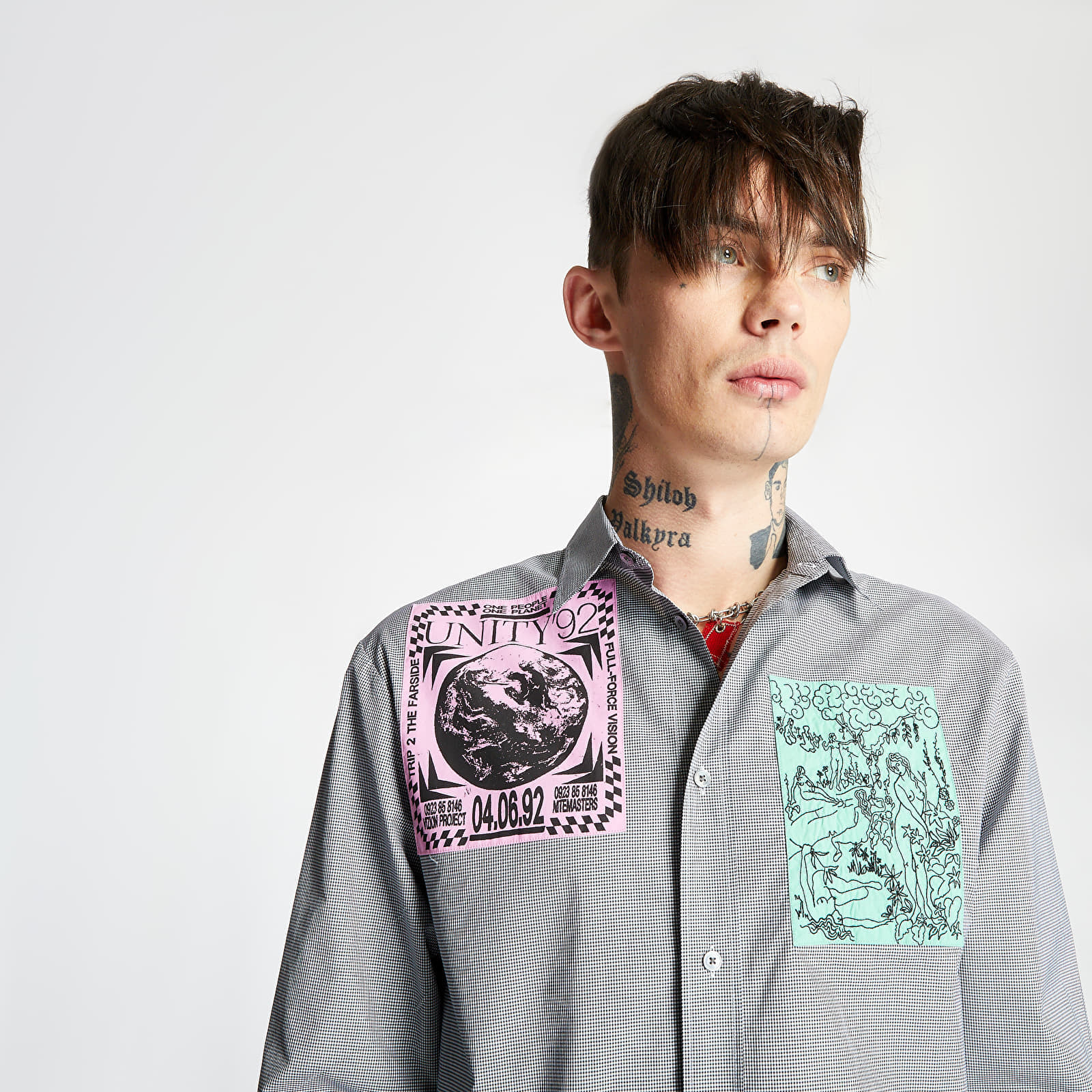 Camisas McQ Relaxed Printed Patched Shirt OXFORD