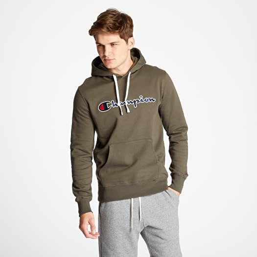 Champion Logo Hoodie Dark Olive
