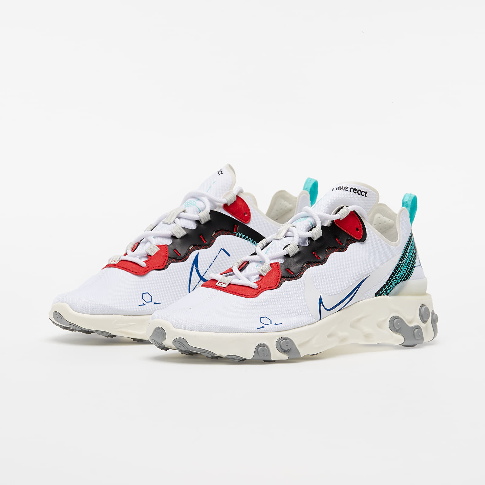 Herenschoenen Nike React Element 55 White/ White-Sail-Black