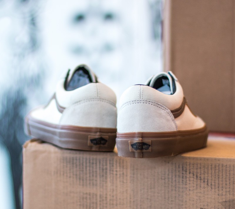 Herren Sneaker und Schuhe Vans Old Skool Gum Sidestripe White