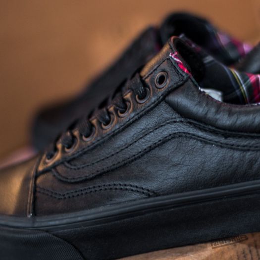 Men s shoes Vans Old Skool Leather Black Plaid Footshop