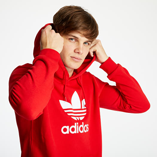 Adidas trefoil on sale hoodie men's red