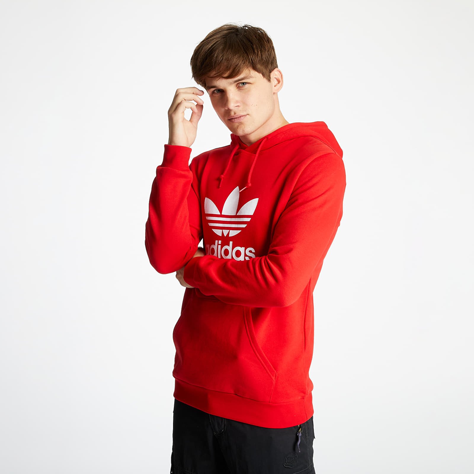 Džemperiai su gobtuvais ir džemperiai adidas Trefoil Hoodie Scarlet