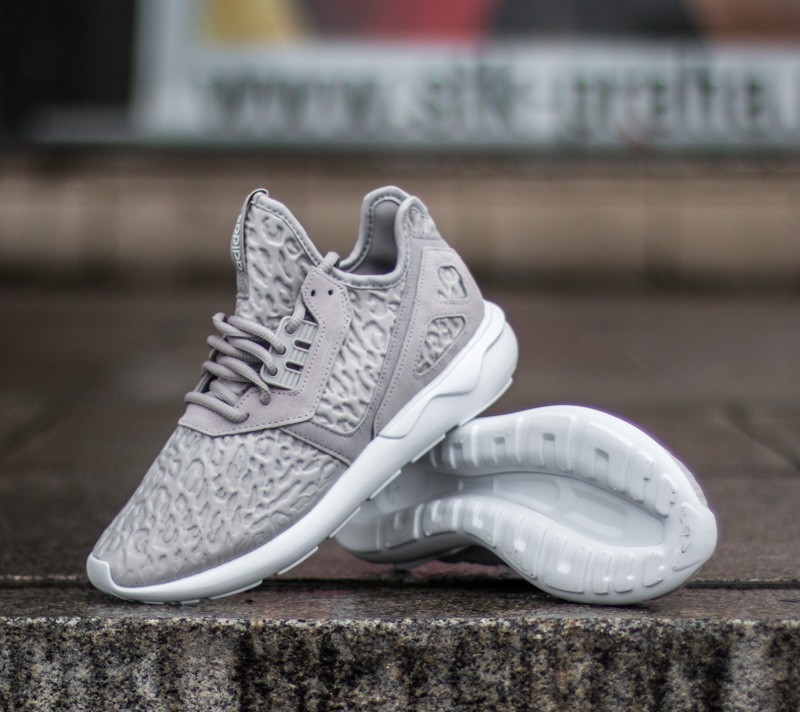 Adidas grey and white tubular runner top