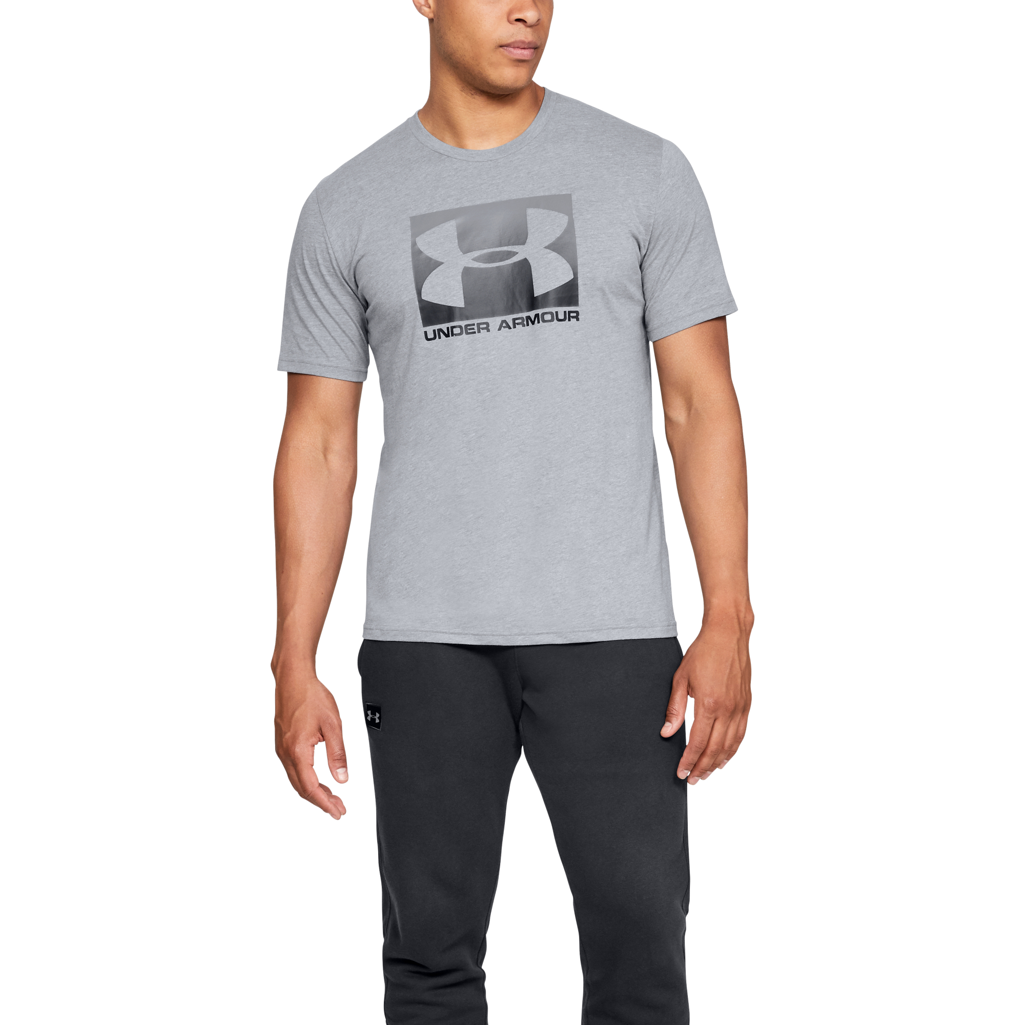 Magliette Under Armour Boxed Sportstyle SS Steel Light Heather/ Graphite/ Black