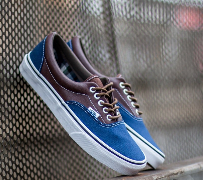 Pánske tenisky a topánky Vans Era Leather Plaid Estate Blue/ Potting Soil