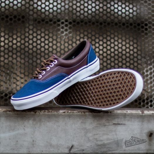 Men s shoes Vans Era Leather Plaid Estate Blue Potting Soil