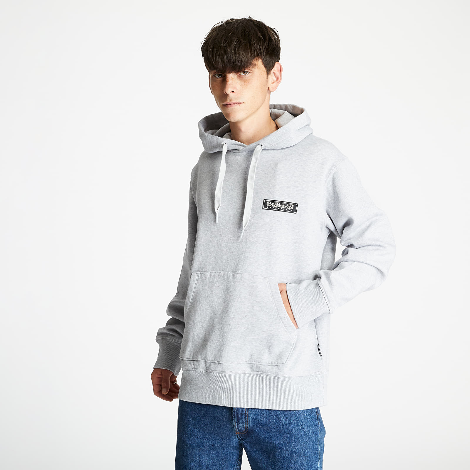 Mikiny NAPAPIJRI Patch Hoodie Light Grey Mel