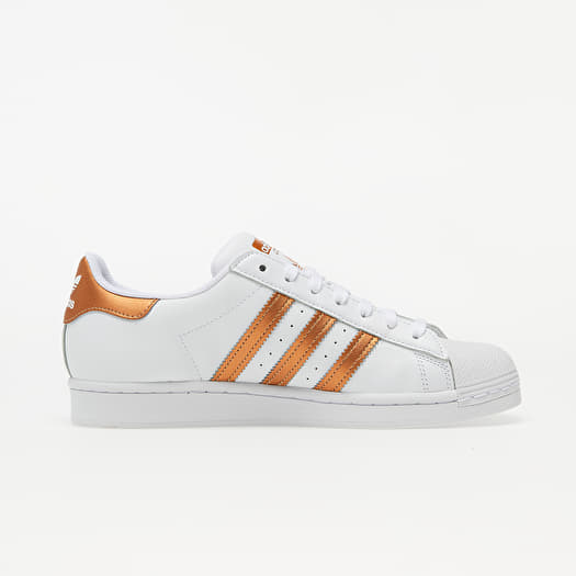 Adidas superstar white metallic copper top