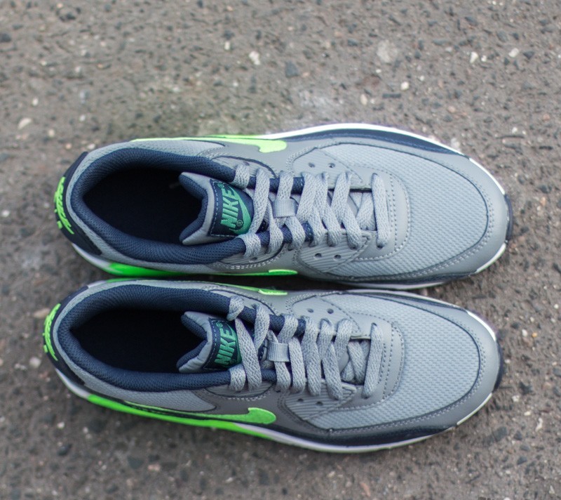 Zapatillas mujer Nike Air Max 90 Mesh (GS) Clear Grey/ Voltage Green-Obsidian-Lucid Green
